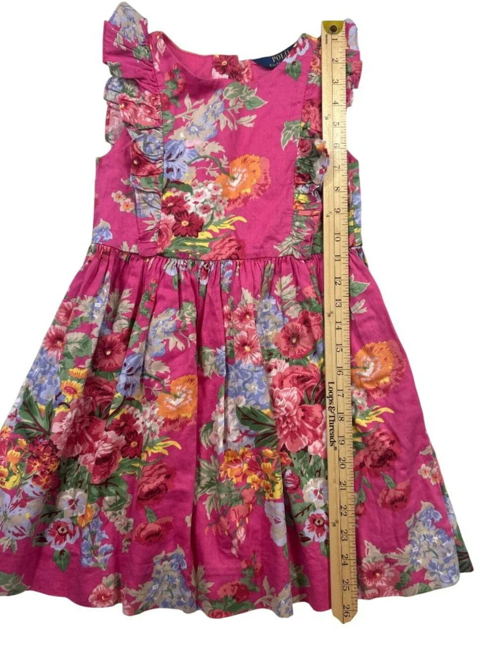 Polo Ralph Lauren Girl's Size 6  Sleeveless Dress Pink Floral Ruffles Summer